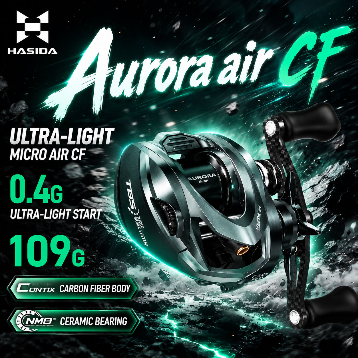 HASIDA Aurora AirCF Carbon BFS - Spincast Reel review and price