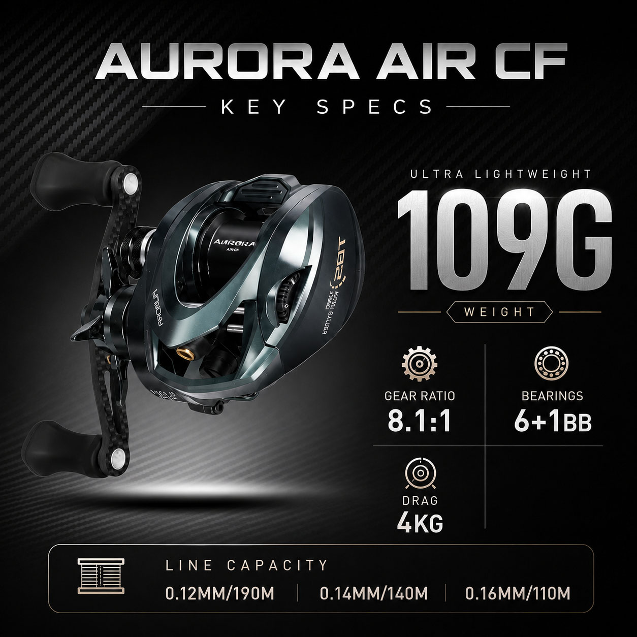 HASIDA Aurora AirCF Carbon BFS - Spincast Reel review and price