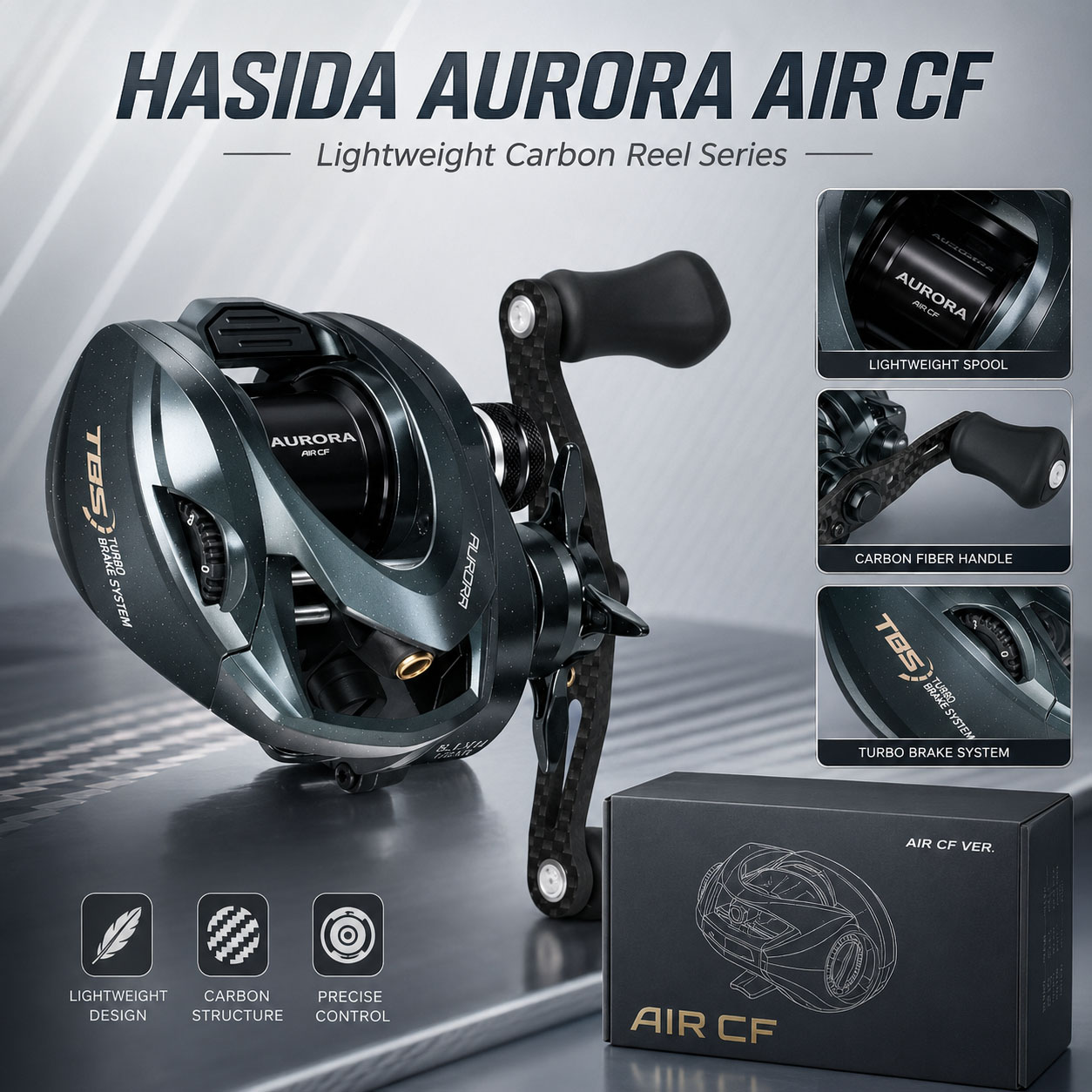 HASIDA Aurora AirCF Carbon BFS - Spincast Reel review and price